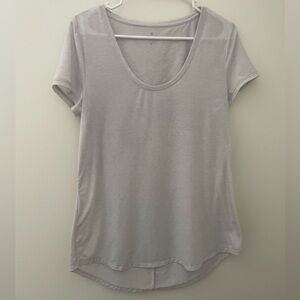 Athleta Light Gray Short Sleeve Shirt with Crossed Open Back